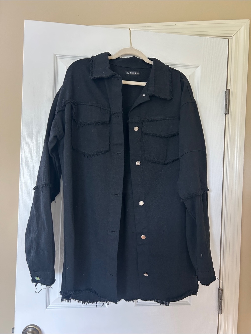 SHEIN Black Button-Front Shacket